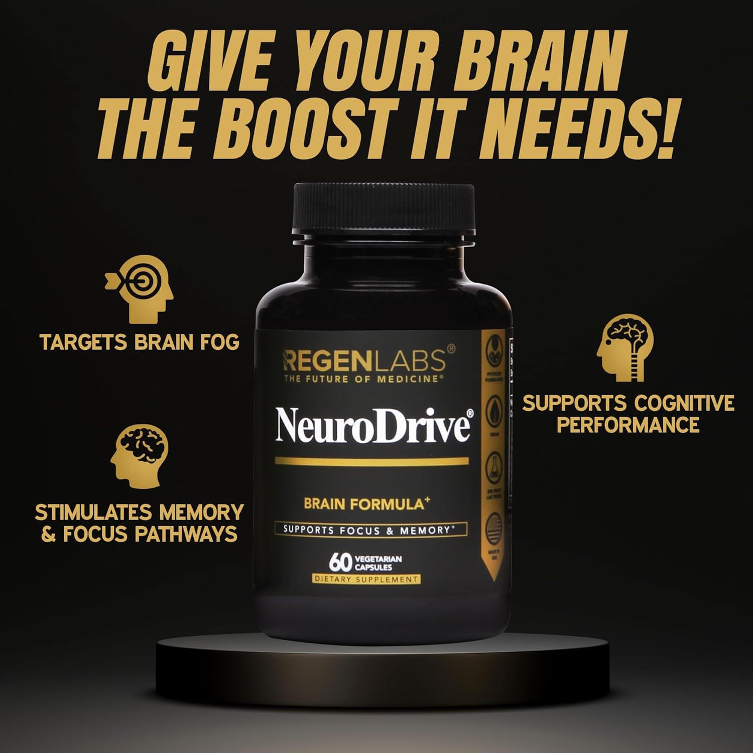 NeuroDrive – Suplemento avanzado de memoria y enfoque para el rendimiento cognitivo, apoyo cerebral con ingredientes naturales aprobados por