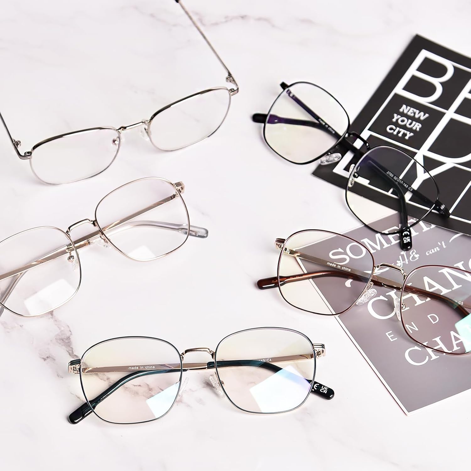 OPTOFENDY Lentes de bloqueo de luz azul de metal para mujeres y hombres, anteojos cuadrados para computadora, antifatiga ocular y protección UV