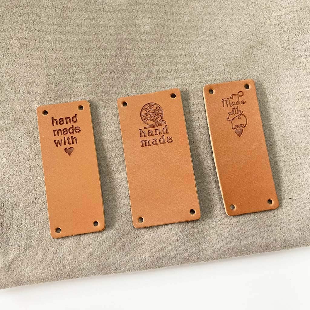 Etiqueta de piel sintética hecha a mano, adorno de etiqueta en relieve, accesorios de bricolaje para jeans, bolsas, zapatos, sombrero, 60 unidades,