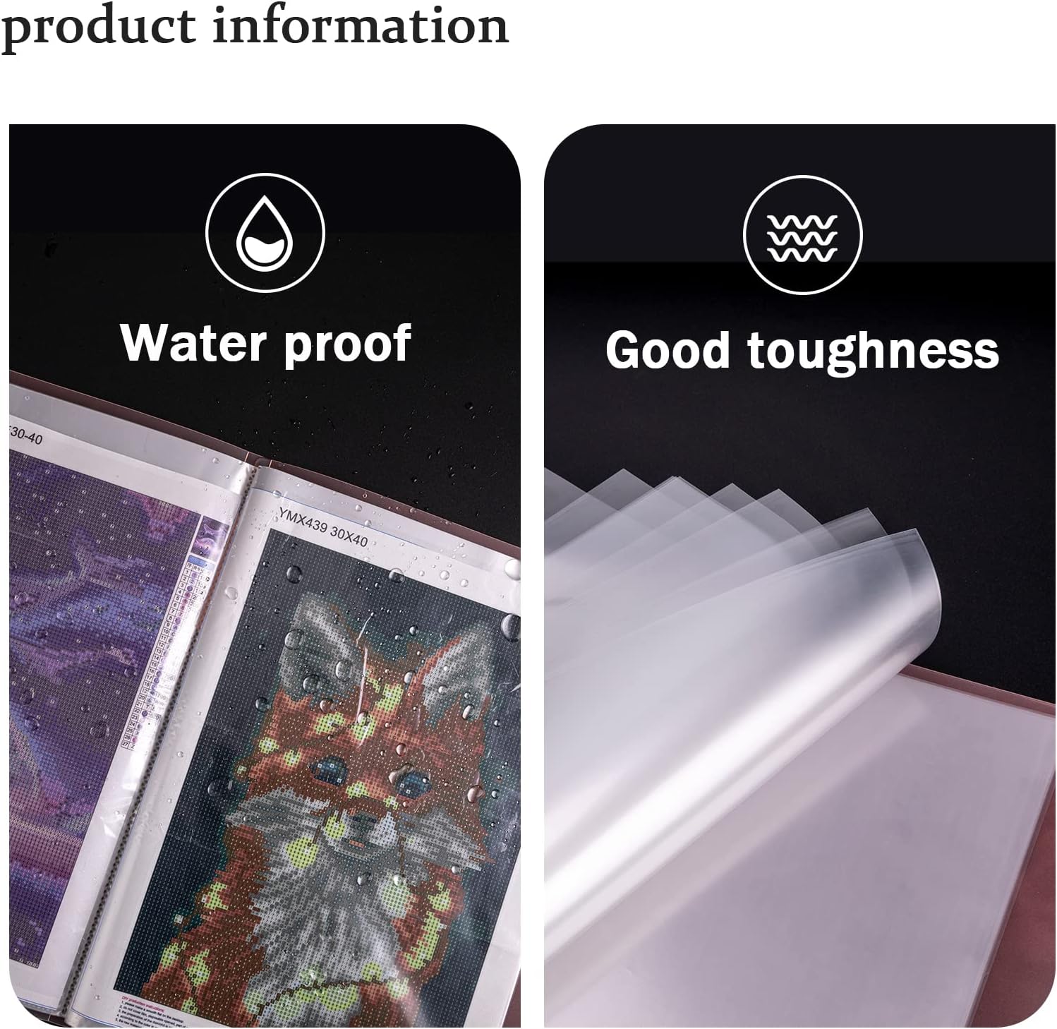 Qunrwe Contenedores de almacenamiento para libros de pintura de diamantes A3, carpeta de portafolio para obras de arte, 60 páginas, protector de