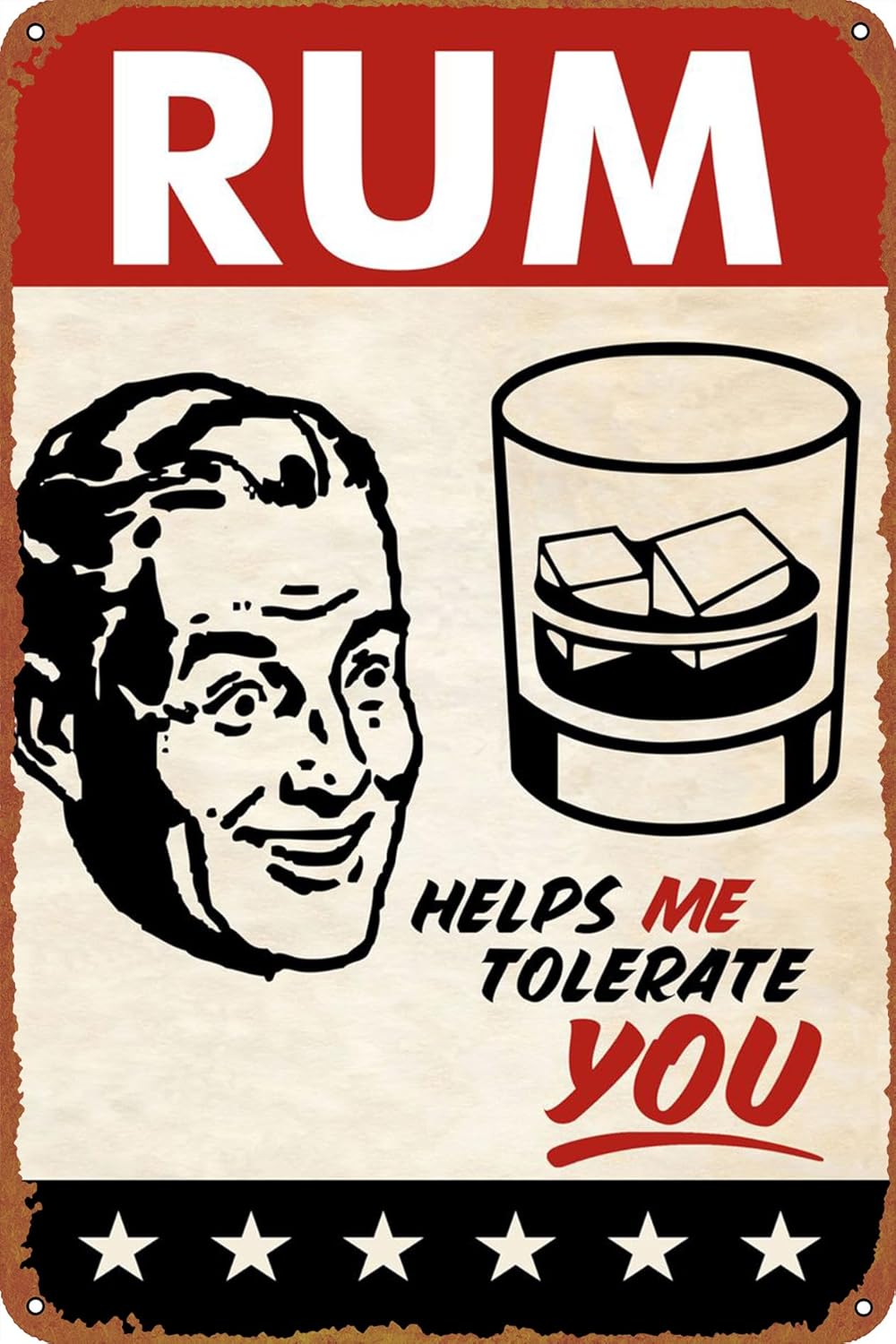 RUM TOLERATE MAN Poster Retro Metal Tin Sign Vintage Decoración de Pared Poster Metal Poster 8×12 pulgadas