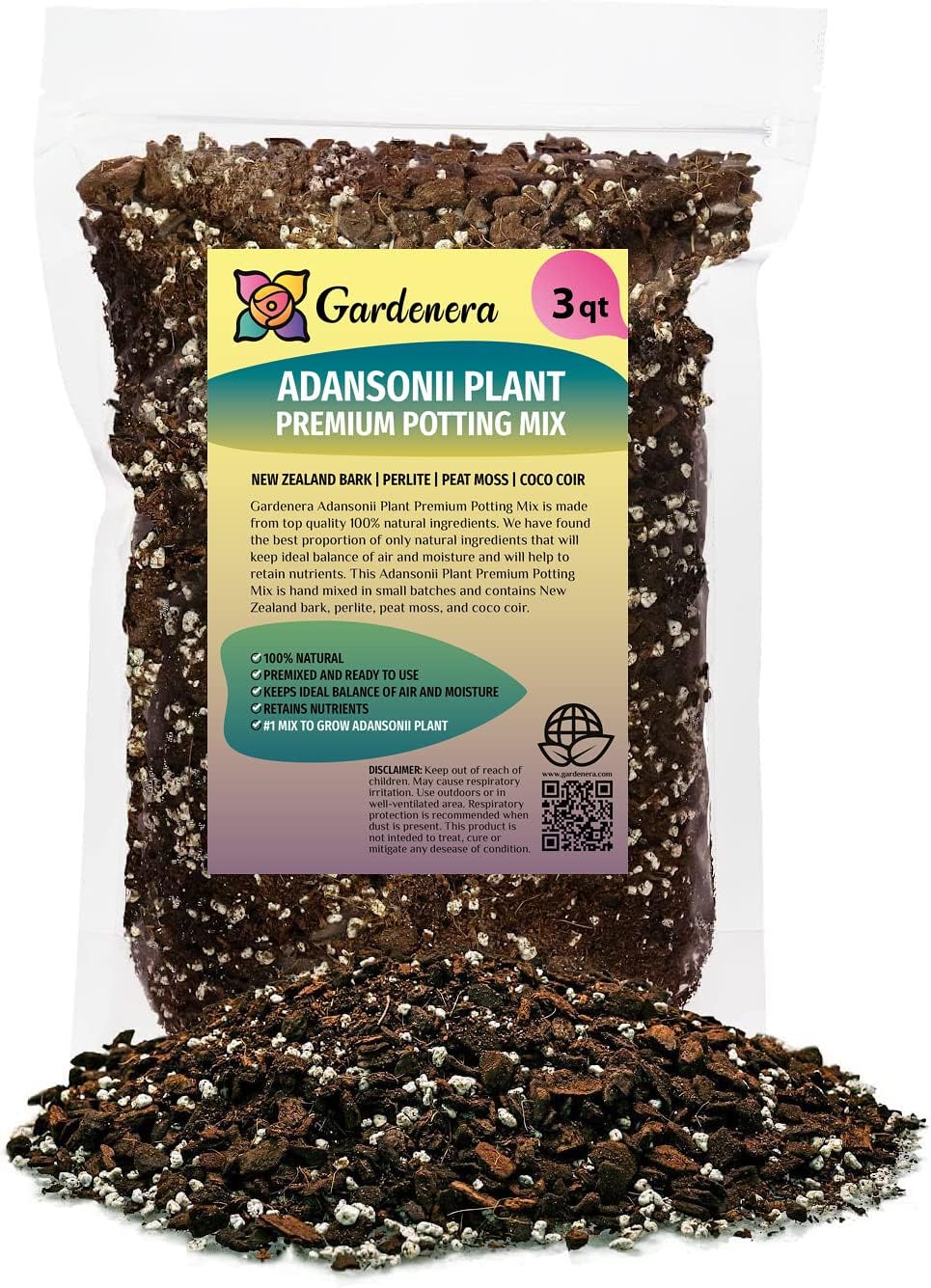 Suelo para plantas Monstera ADANSONII mezcla experta para un crecimiento óptimo y desarrollo de raíces por Gardenera – 3 cuartos de galón