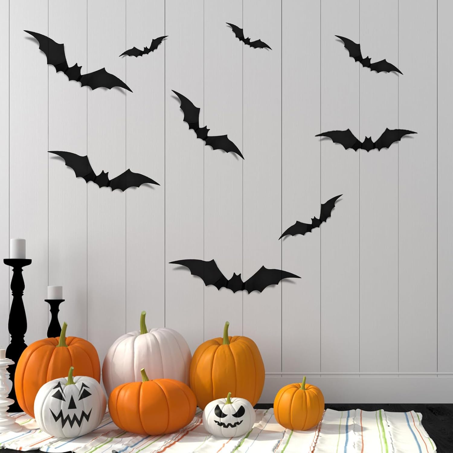 288 piezas de decoraciones de Halloween murciélagos 3D, decoraciones de Halloween para interiores y exteriores, 4 tamaños diferentes para decoración