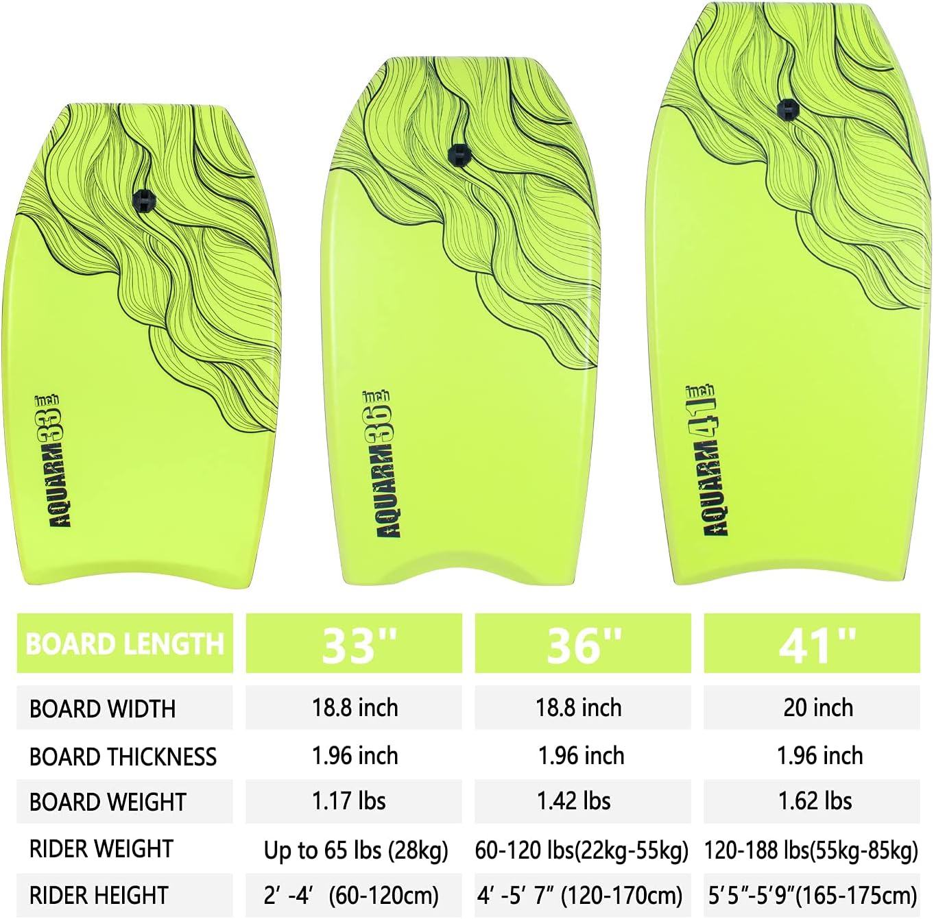 XPE Bodyboard de 33 pulgadas, 36 pulgadas, 41 pulgadas, con correa de muñeca de alta calidad y correas de aleta, parte inferior súper ligera y lisa,