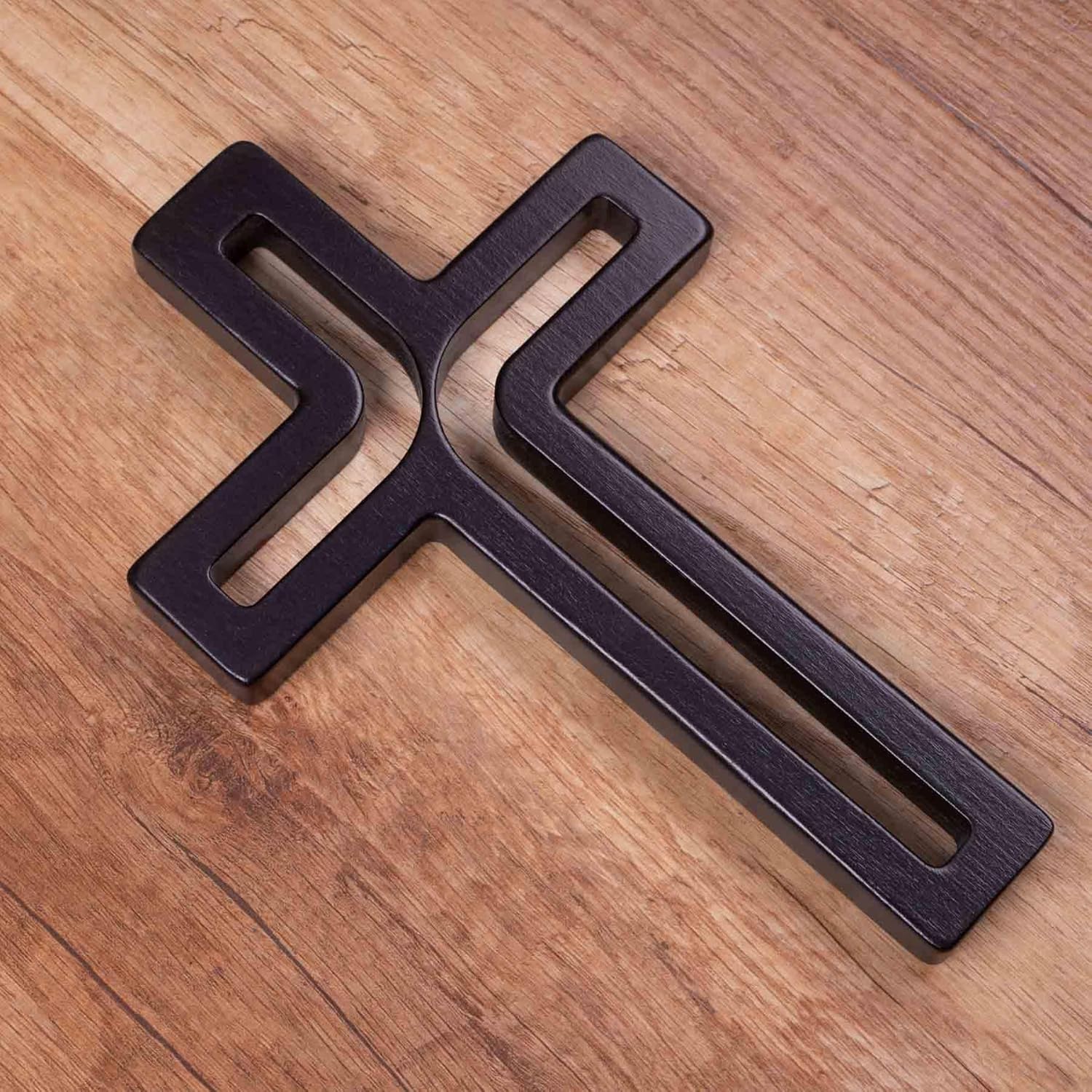 4Soul Cruz de pared  Cruz de madera para pared  Cruz decorativa para colgar  10 pulgadas y 12 pulgadas (negro, mediano 10 pulgadas)