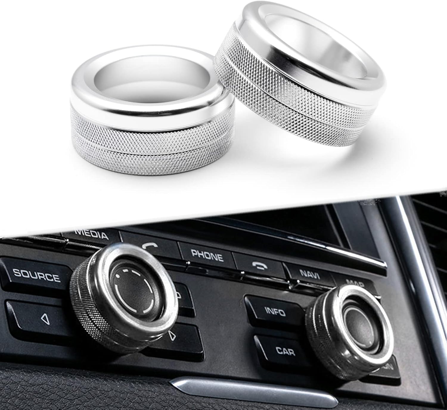 Xotic Tech – Consola central de CA, control de clima, multimedia, de volumen, cubierta de anillo compatible con Porsche Cayenne y Panamera (aluminio