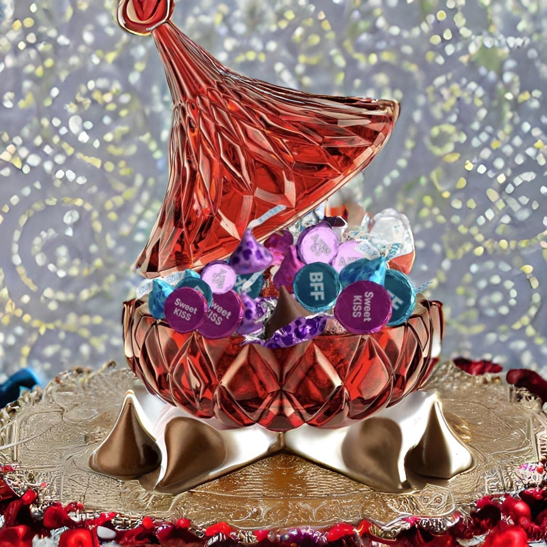 Hershey Kisses Easter – 1 libra Hershey Kisses con cristal rojo Hersheys Kiss plato de dulces  Envuelto individualmente Hershey Kisses Chocolate con
