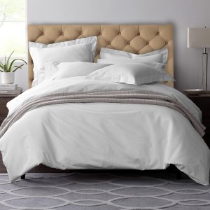 Pizuna Funda de edredón 100% algodón, tamaño Queen, 600 hilos de algodón peinado de fibra larga, tejido de satén, con cierre de botón (blanco juego Pizuna Funda de edredón 100% algodón, tamaño Queen, 600 hilos de algodón peinado de fibra larga, tejido de satén, con cierre de botón (blanco juego