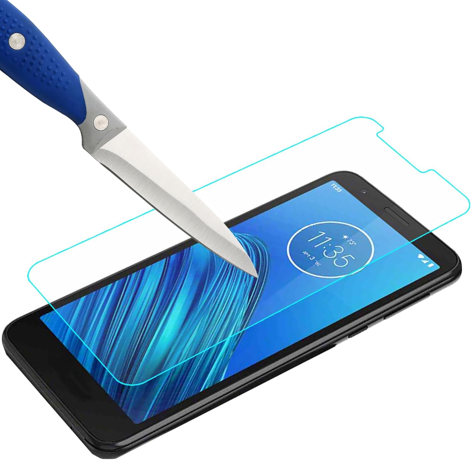 Mr.Shield Protector de pantalla diseñado para Motorola (Moto E6) vidrio templado paquete de 3 con reemplazo de por vida