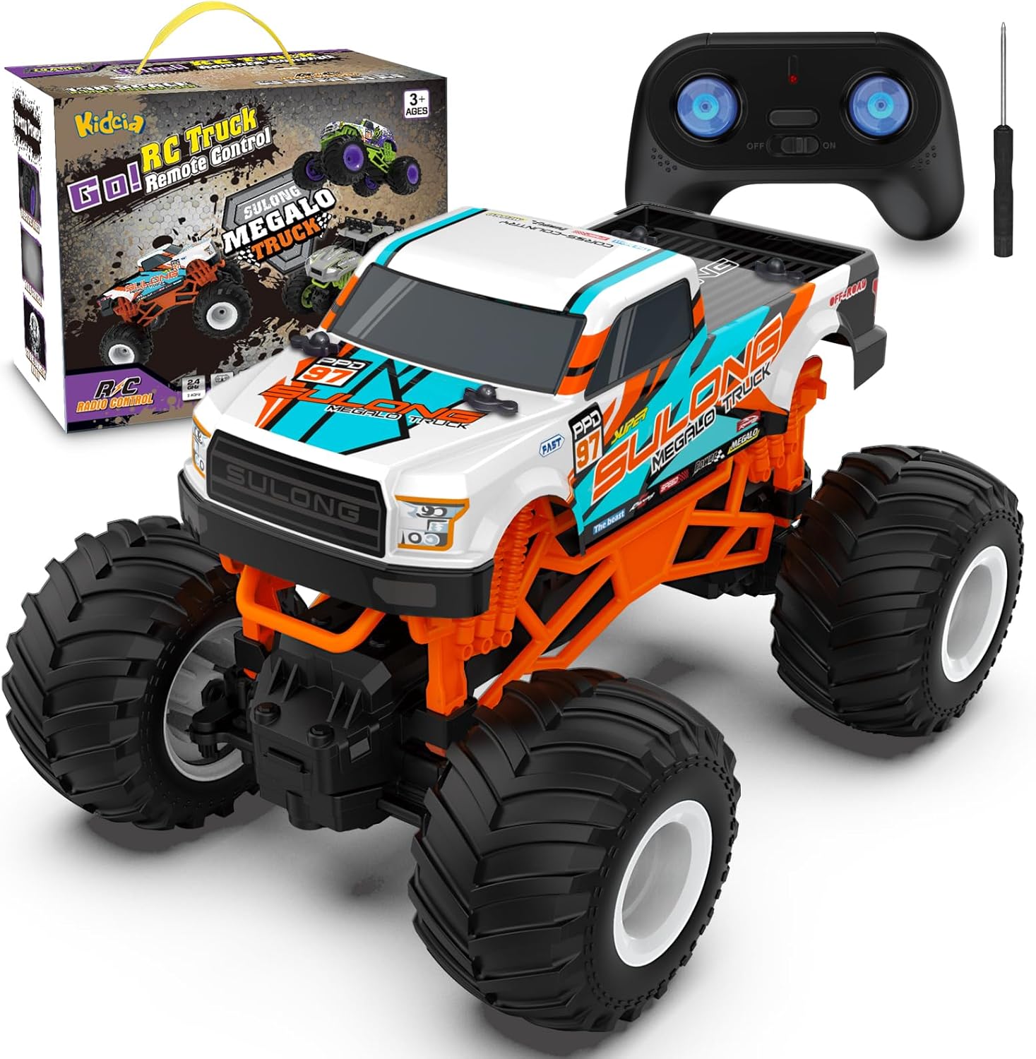 Auto a control remoto, camión monstruo a control remoto a escala 116 para niños, autos RC todo terreno de 2.4 GHz para niños y niñas 4-7 8-12,