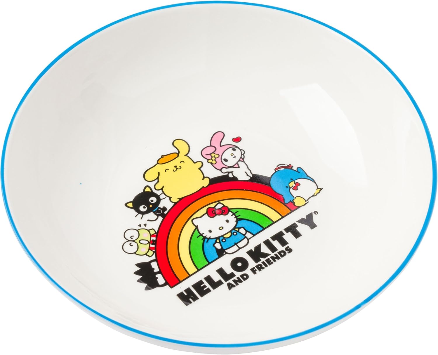 Silver Buffalo Sanrio Hello Kitty and Friends With Badtz-Maru, Pompompurin, Keroppi, My Melody, Tuxedo Sam y Chococat – Cuenco de cerámica para