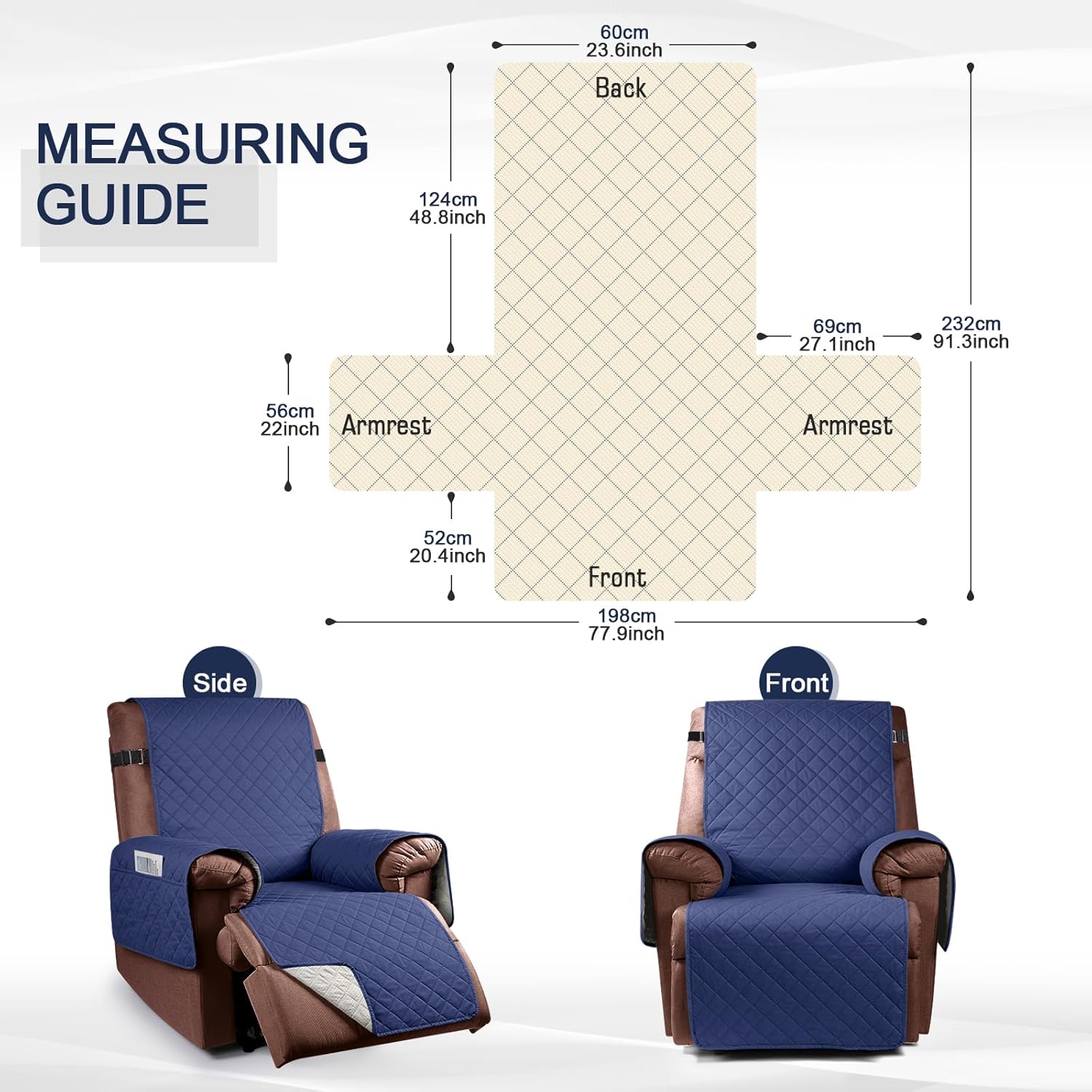 KinCam Funda 100% impermeable para silla reclinable, fundas de sofá reclinable para mascotas, perros, funda de sofá reclinable, protector de muebles