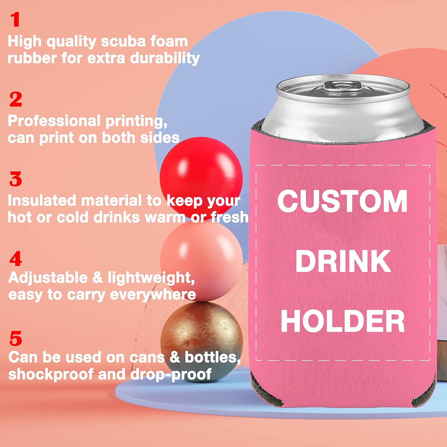 Fundas enfriadoras de latas de cerveza personalizadas con aislamiento a granel con logotipo y texto de imagen para boda, fiesta de cumpleaños