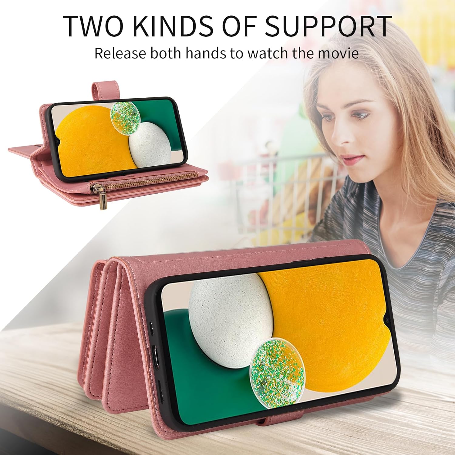 Asuwish Funda de teléfono para Samsung Galaxy A13 5G Funda tipo cartera con protector de pantalla de vidrio templado y correa para la muñeca con