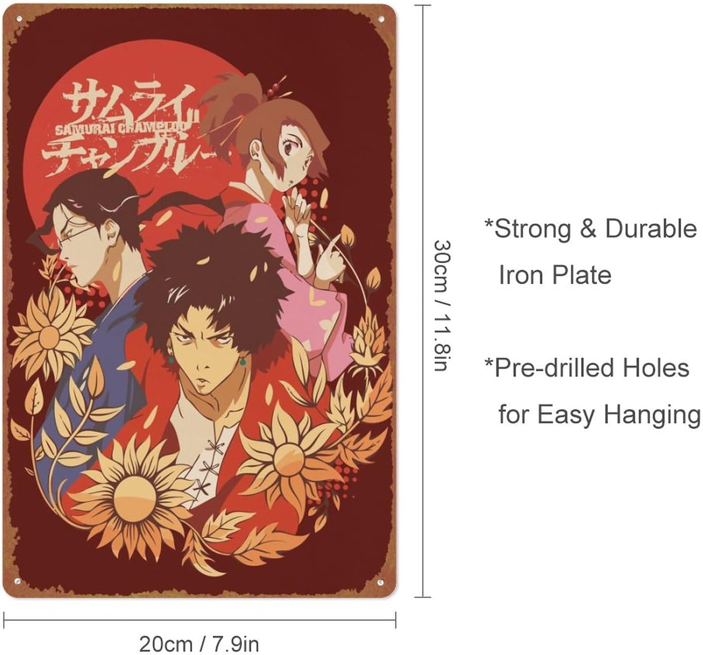 KIVYYB Samurai Champloo – Póster de metal con placa de metal, estilo vintage, pub, cafetería, bar, hogar, decoración de pared, póster retro de 8 x