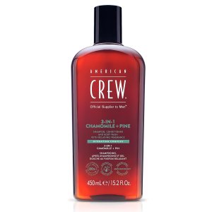 AMERICAN CREW Champú, acondicionador y gel de baño 3 en 1 de manzanilla + pino, 15.2 onzas líquidas (paquete de 1) AMERICAN CREW Champú, acondicionador y gel de baño 3 en 1 de manzanilla + pino, 15.2 onzas líquidas (paquete de 1)