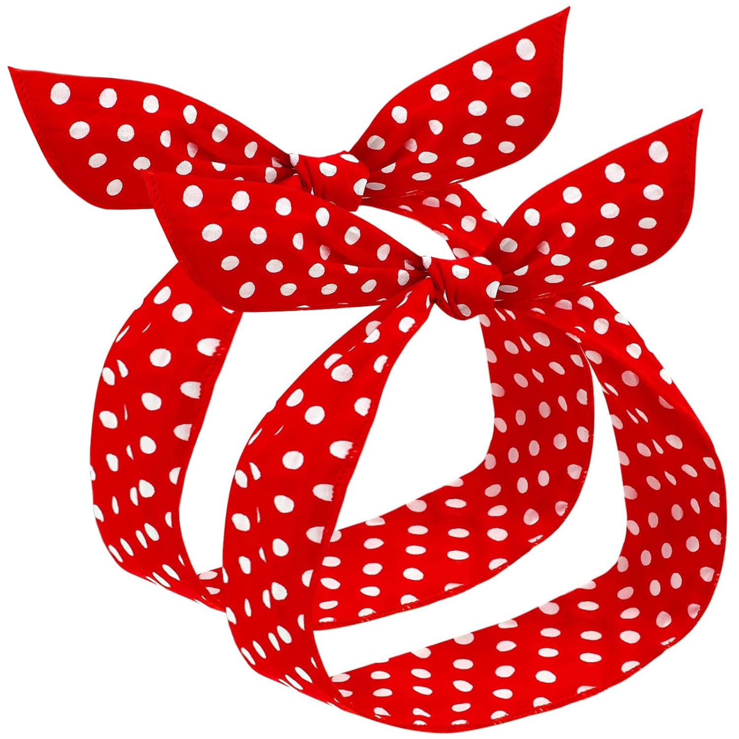 2 diademas de lunares para niñas y mujeres, bandana retro para Halloween, disfraz de los años 50, diadema de alambre con estampado vintage de