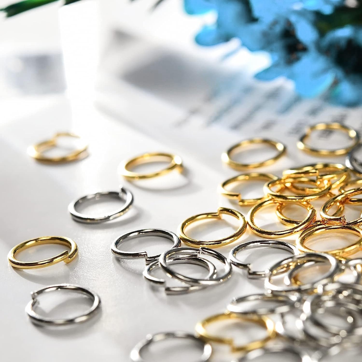 510 anillos de salto abiertos rellenos de oro de 18 quilates, conectores de anillo tórico de oro de 345670.315 in para fabricación de joyas, anillos