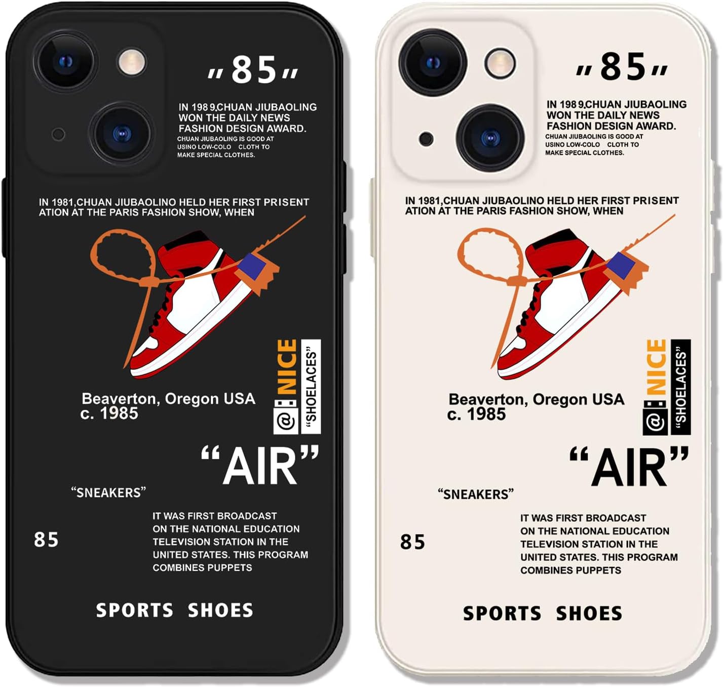 Paquete de 2 fundas de teléfono con patrón de zapatos deportivos diseñados para iPhone 13 Mini, 85 divertidos protectores de TPU suave compatibles