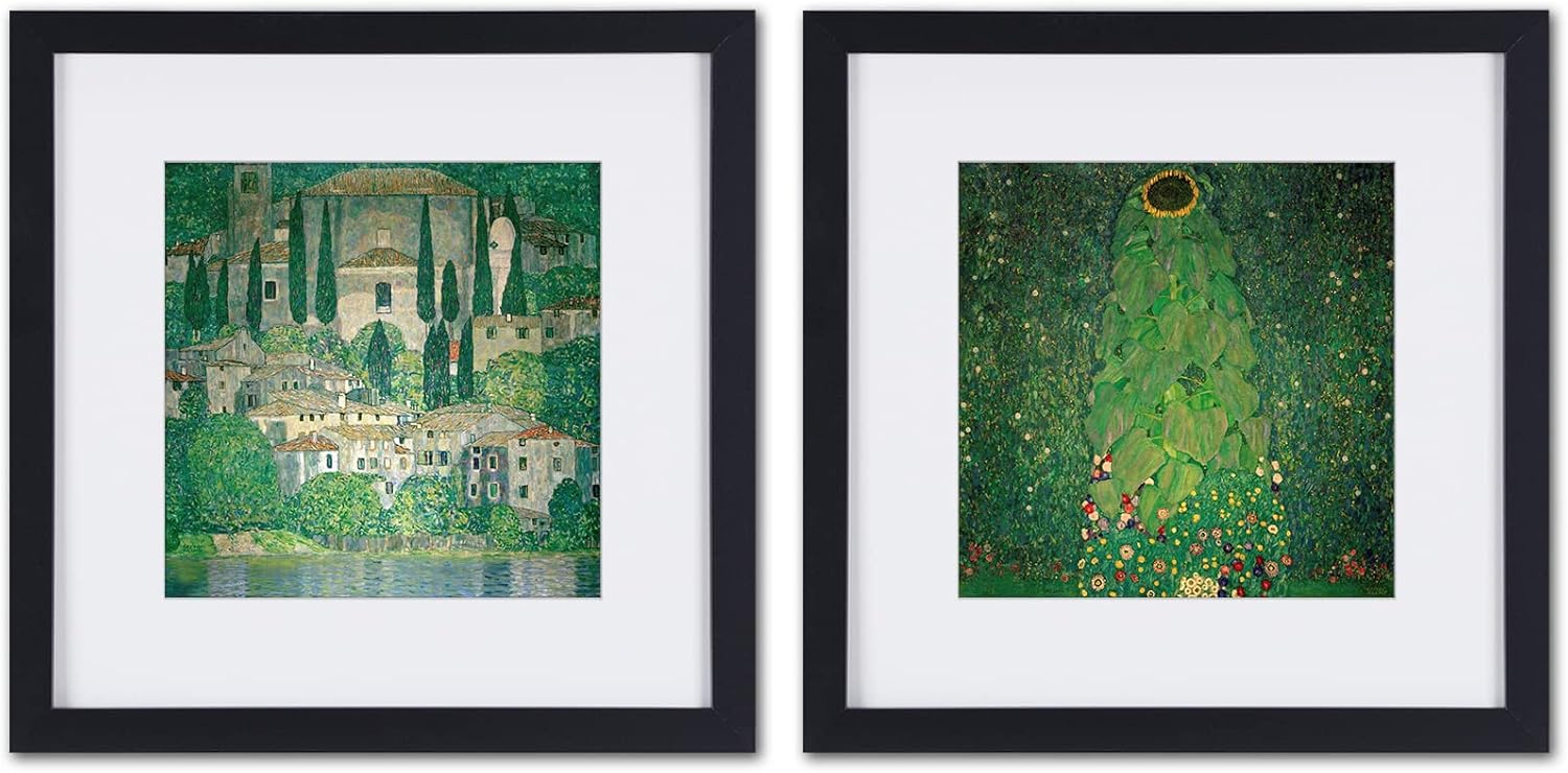 Iglesia en cassona – Arte de pared enmarcado de Gustav Klimt, lienzo, decoración de pared, arte de pared verde, pinturas en lienzo para cocina,