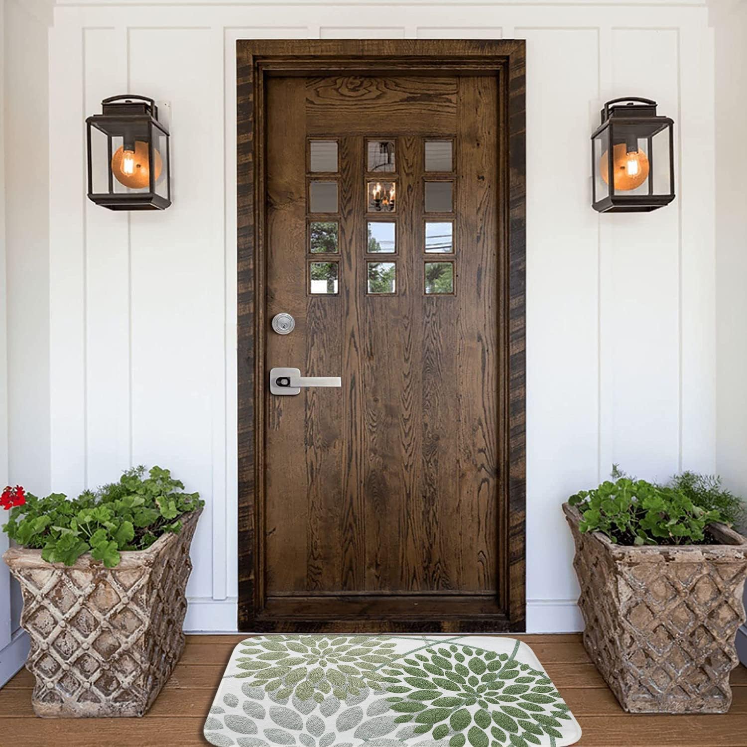 Alfombra de baño de dalia verde salvia, elegante, bohemio, floral, antideslizante, absorbente de agua, alfombra de felpa gruesa, alfombra de puerta
