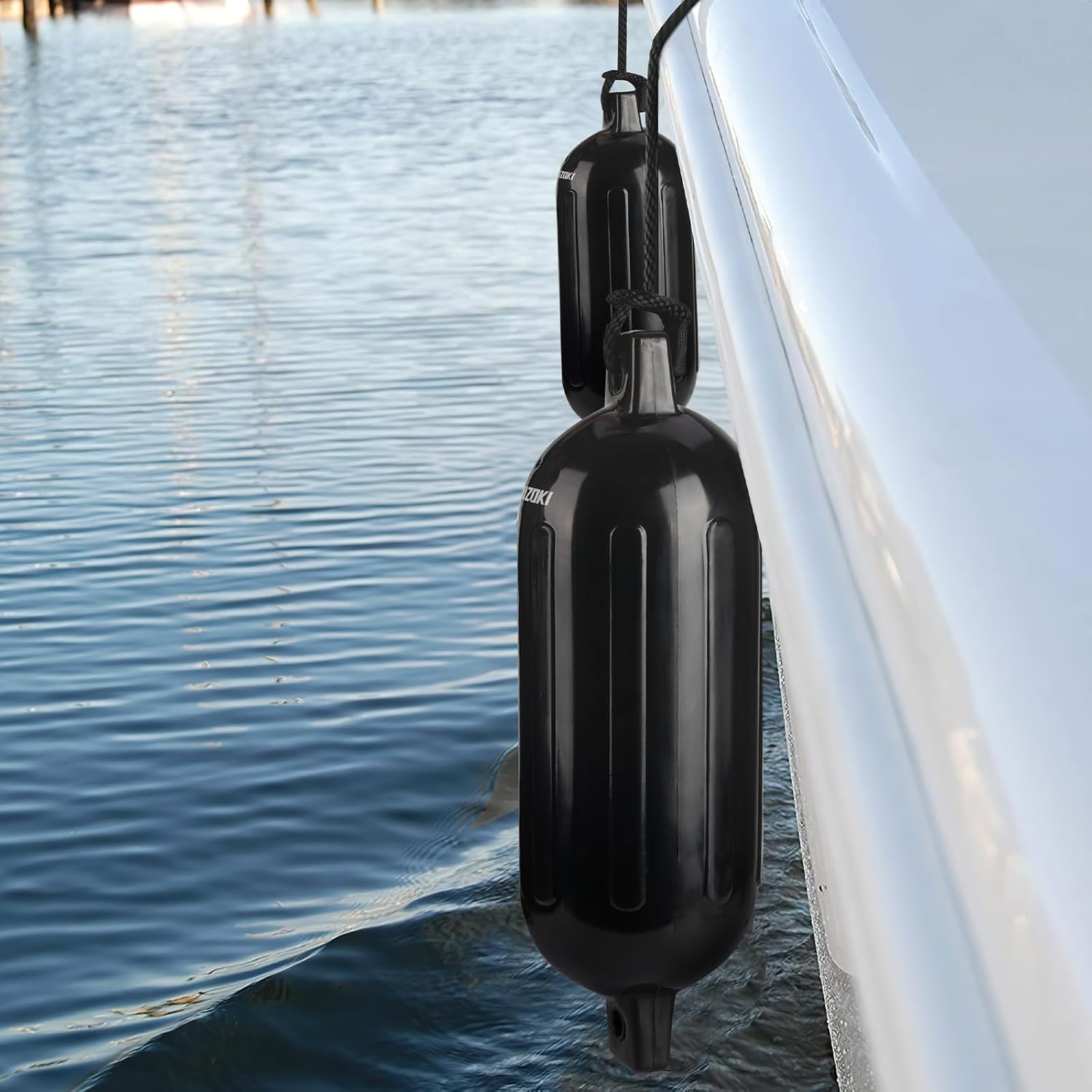 Guardabarros de barco de PVC, paquete de 4 parachoques de barco para acoplamiento de pontón con 4 cuerdas, 4 agujas y 1 bomba, parachoques inflables