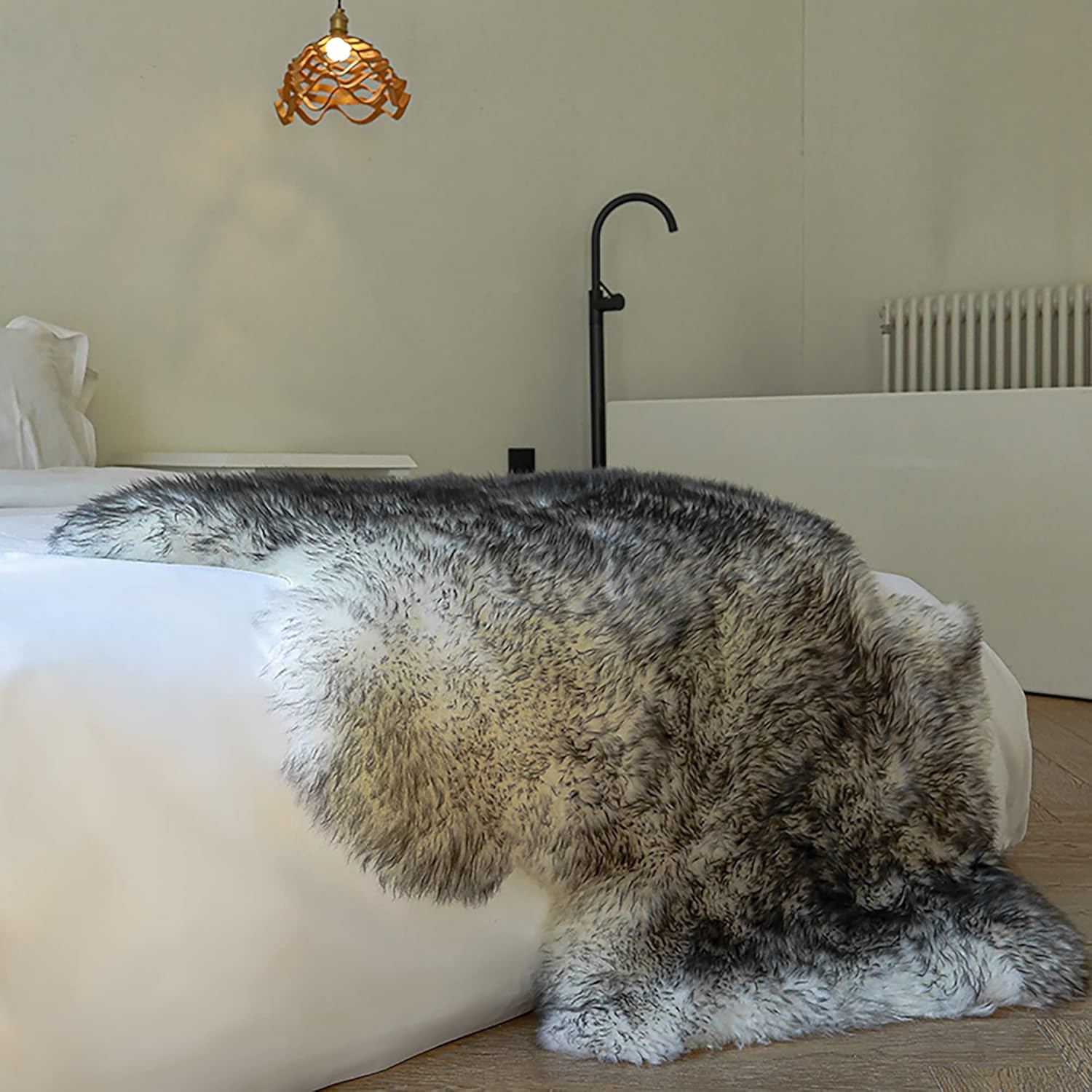 WaySoft Luxuxry – Alfombra de piel de oveja de forma natural, para dormitorio, sala de estar, alfombra de lana esponjosa para funda de silla, funda
