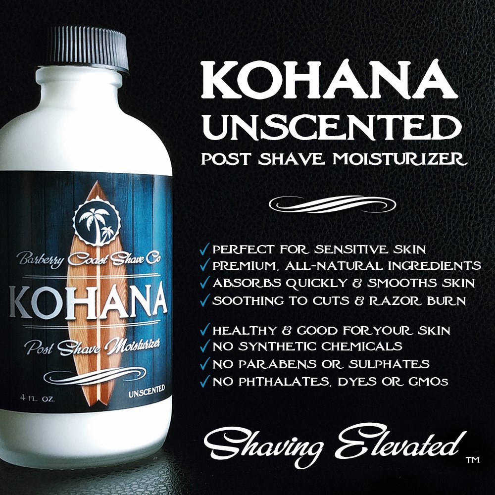 Kohana Aftershave sin perfume – Hidratante y loción facial para hombres con piel sensible – Ingredientes nutritivos de lujo para la piel totalmente
