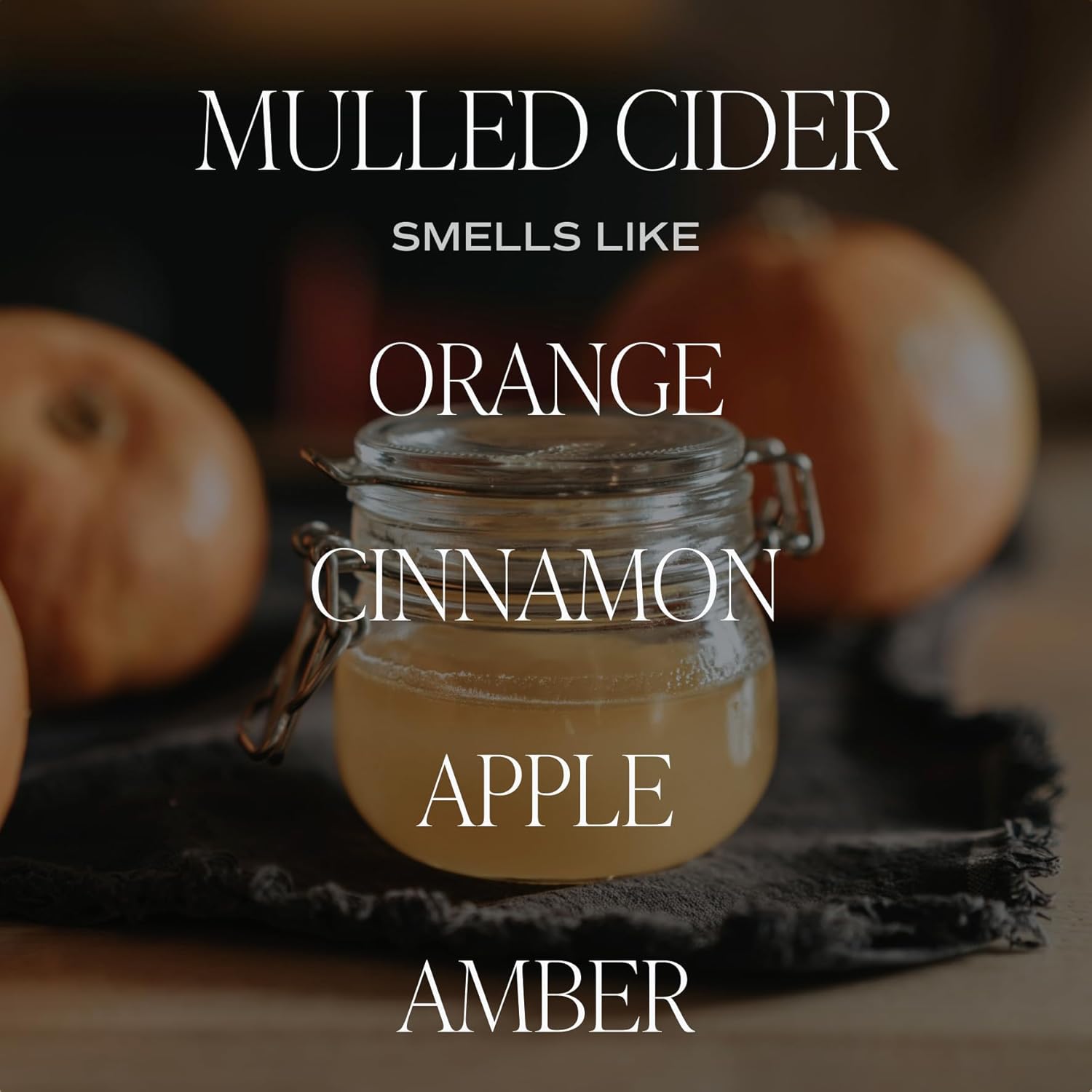 Sweet Water Decor Mulled Cider Soy Candle  Apple, Orange, Cinnamon, Cranberry, and Cedar Scented Candles for Home  9oz Amber Jar + Black Lid, 40+