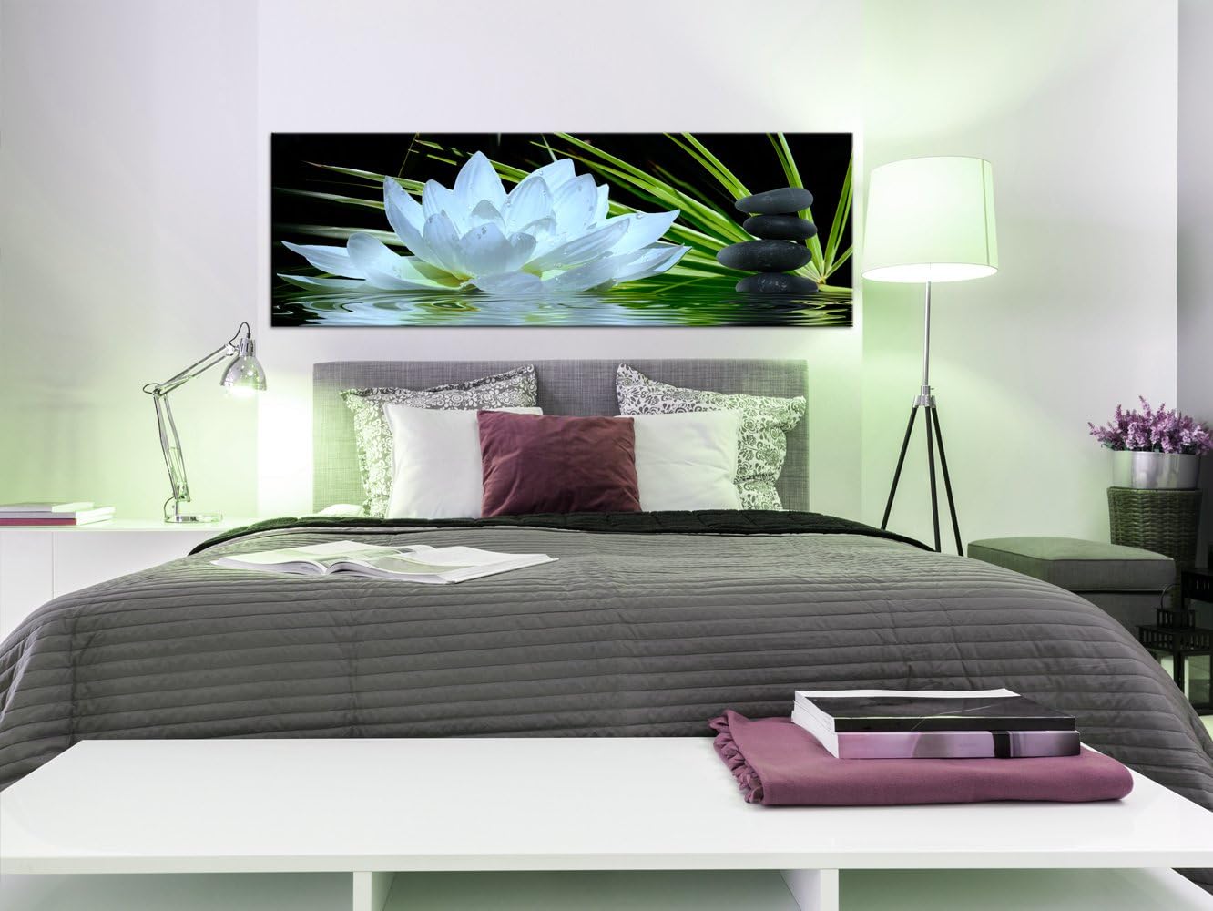 artgeist Lienzo decorativo para pared, diseño de flores, nenúfares de 47 x 16 pulgadas, 1 unidad, decoración del hogar, cuadro estirado enmarcado,