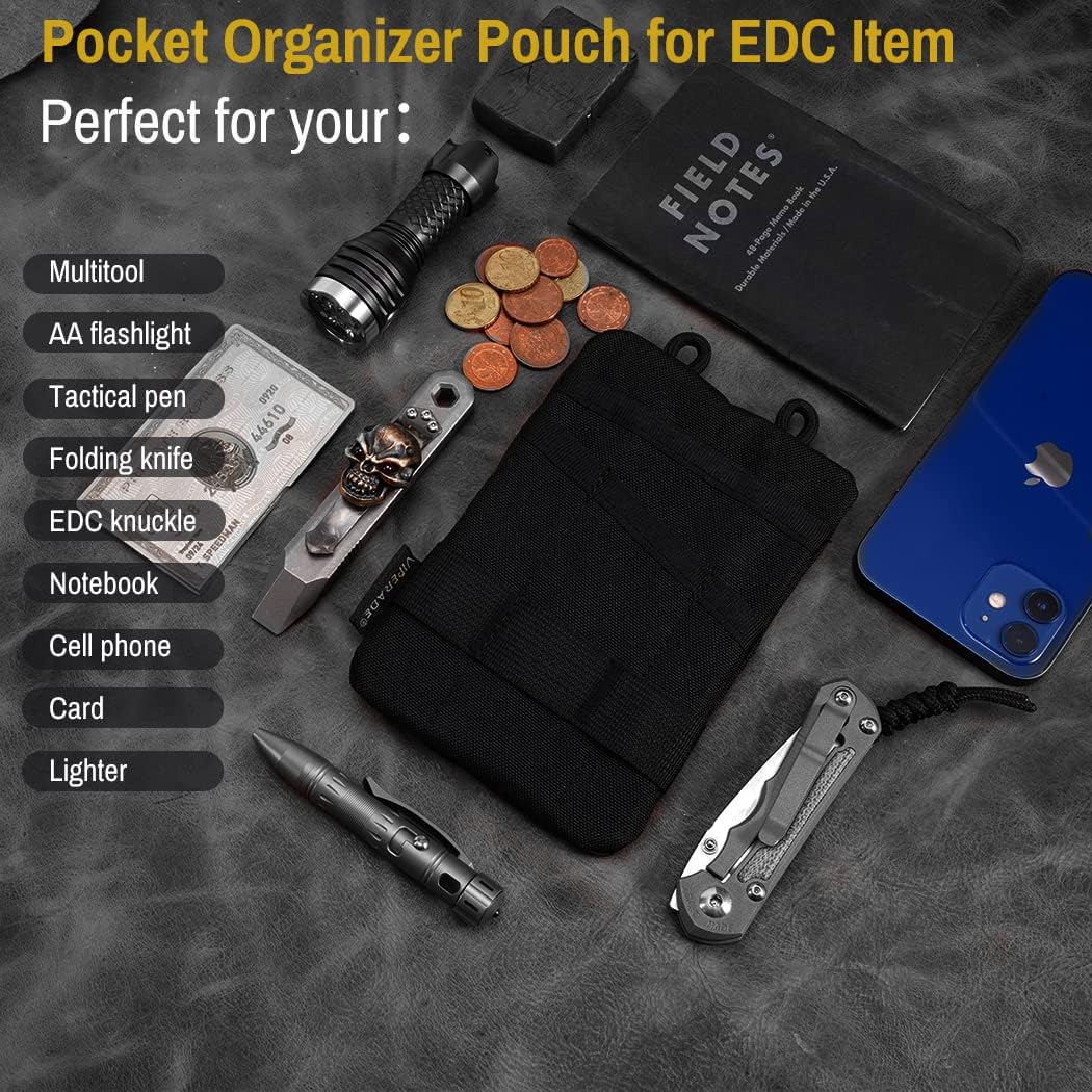 VIPERADE VE1-P Organizador de bolsillo, organizador de bolsillo EDC para hombres, bolsa organizadora EDC para herramientas con 5 bolsas de