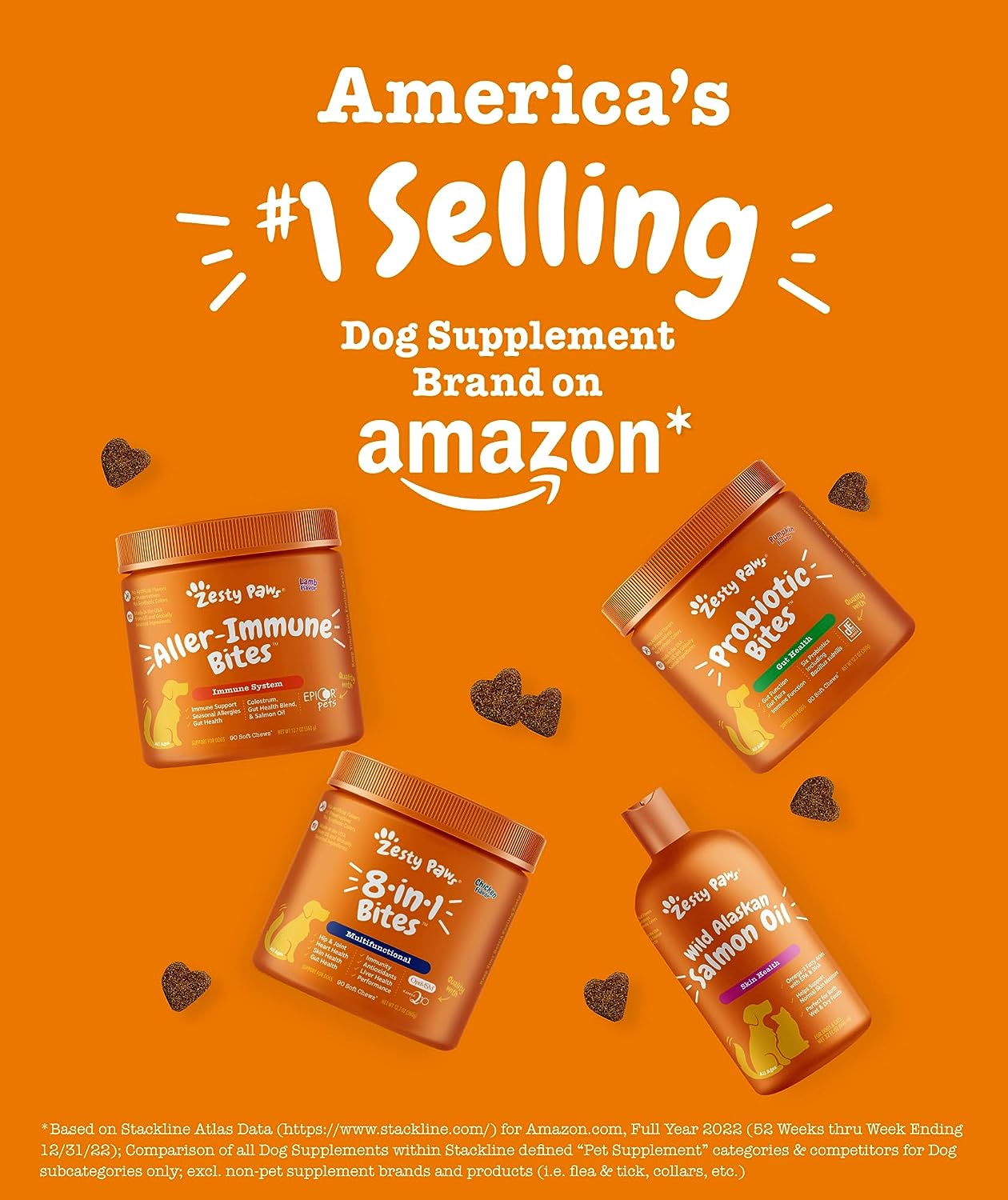 Zesty Paws Masticables calmantes para perros Compostura y relajación para el estrés diario y la separación Mantequilla de maní 50 unidades