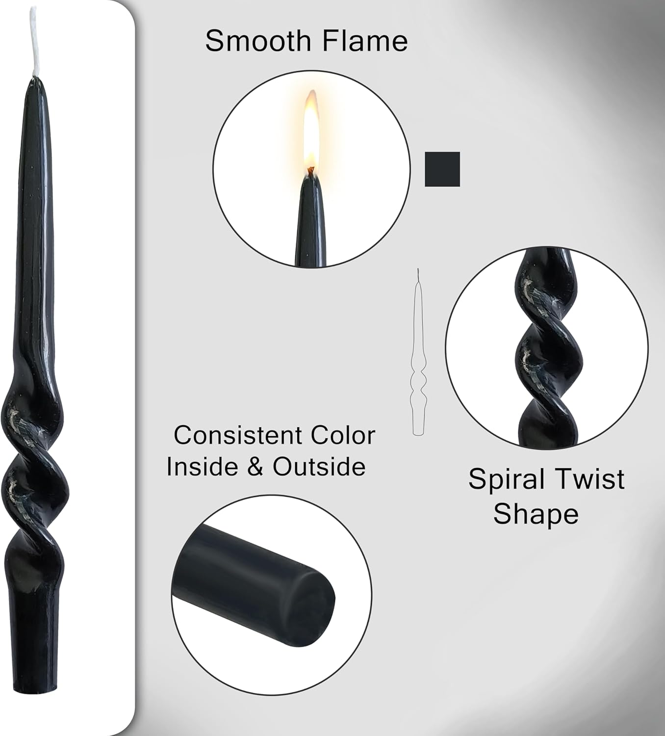 Black Candles – Velas cónicas de Halloween en espiral, sin perfume, velas torcidas de 9 pulgadas para Halloween, Navidad, decoración del hogar,
