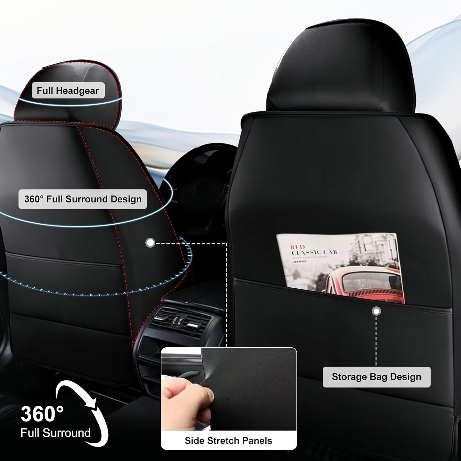 Juego completo de fundas de asiento de automóvil para Kia Seltos 2021 2022 2023 2024 automotriz 5 asientos, fundas de asiento impermeables de piel