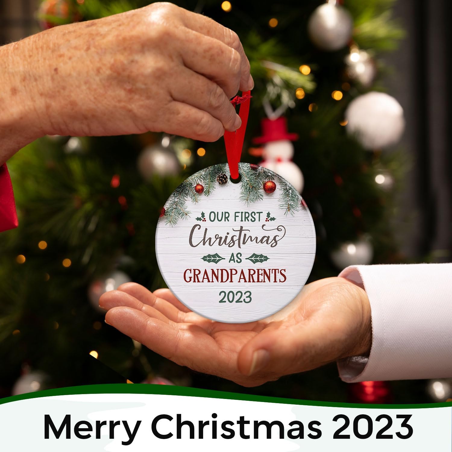Adorno de Our First Christmas As Grandparents 2023, para abuelos, abuelos, abuelos, regalos para abuelos por primera vez, regalo para abuelos por