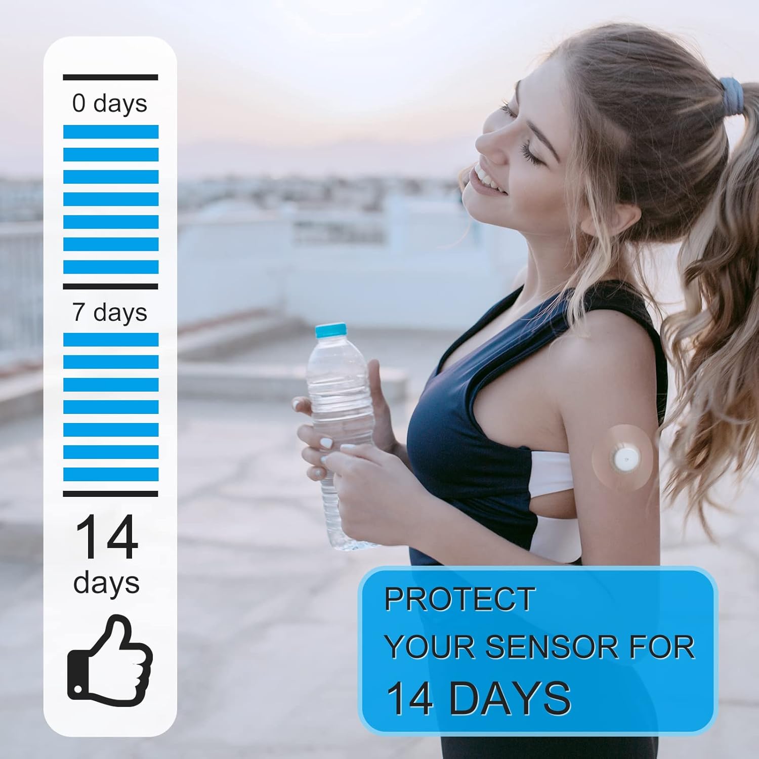 Freestyle – Parches adhesivos con sensor para Libre 2, película transparente impermeable, paquete de 60 unidades, color azul
