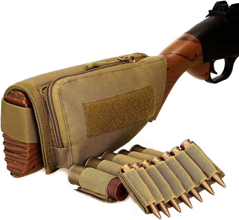 Buttstock – Soporte de carcasa táctica para escopeta, rifle, mejillas, bolsa de utilidad con doble cremallera de 2 vías
