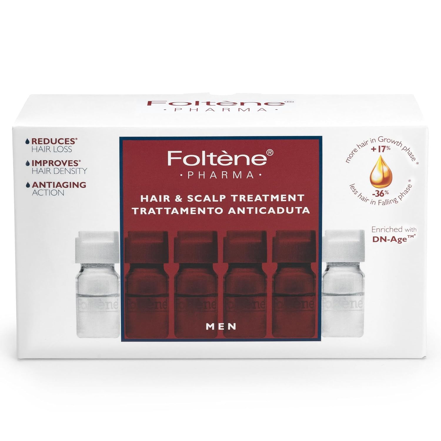 Foltene Tratamiento para el cabello y el cuero cabelludo hombres – Repara el daño y el adelgazamiento para hombres de todo tipo natural – Suero