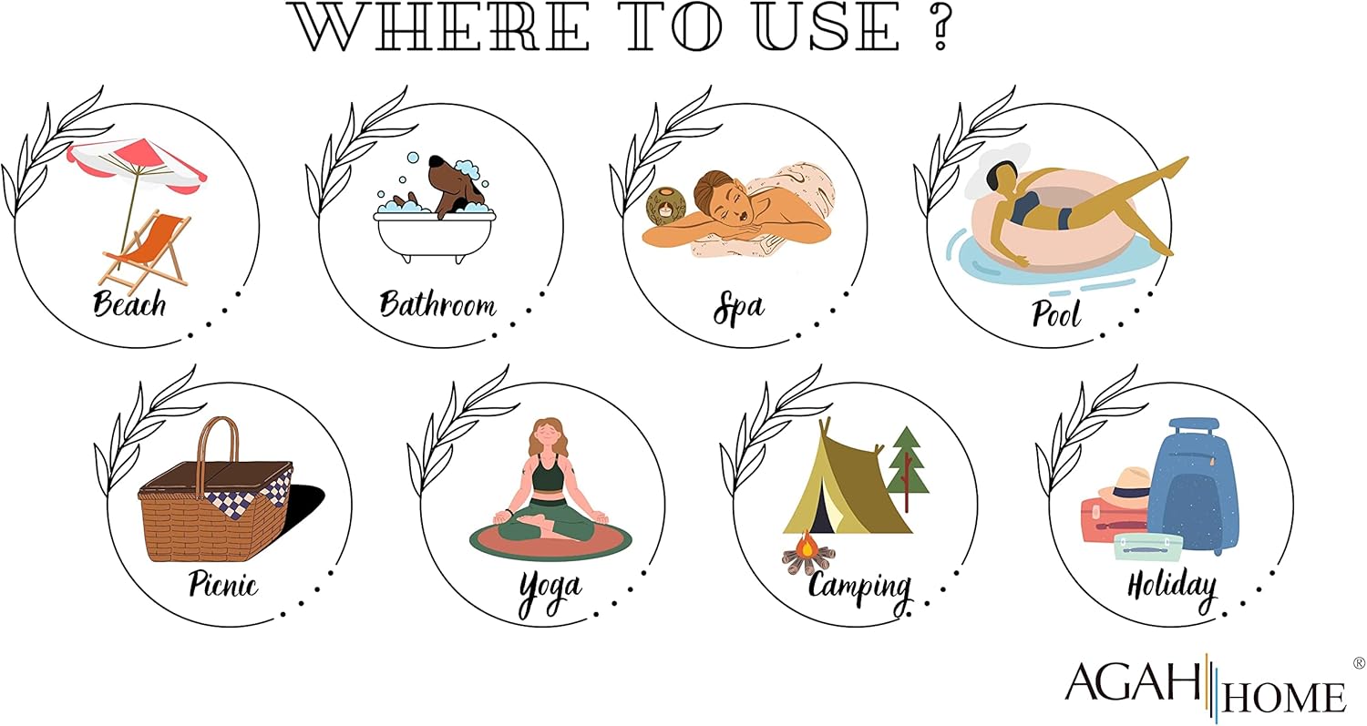 Agah Home Toalla de playa turca Toalla de algodón turco Peshtemal de gran tamaño baño turco, playa, piscina, gimnasio, toalla de yoga Toalla