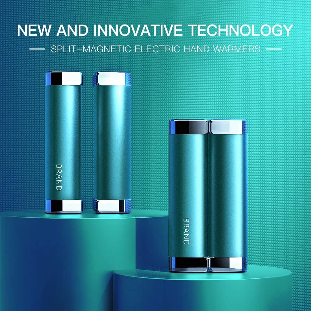 Paquete de 2 baterías portátiles USB-C con 10000mAh y 12 horas de calidez, calentadores de manos eléctricos magnéticos divididos de 360 para
