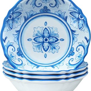 Le Cadeaux Juego de 4 cuencos de melamina para cereales de 7.5 pulgadas, Mallorca Le Cadeaux Juego de 4 cuencos de melamina para cereales de 7.5 pulgadas, Mallorca