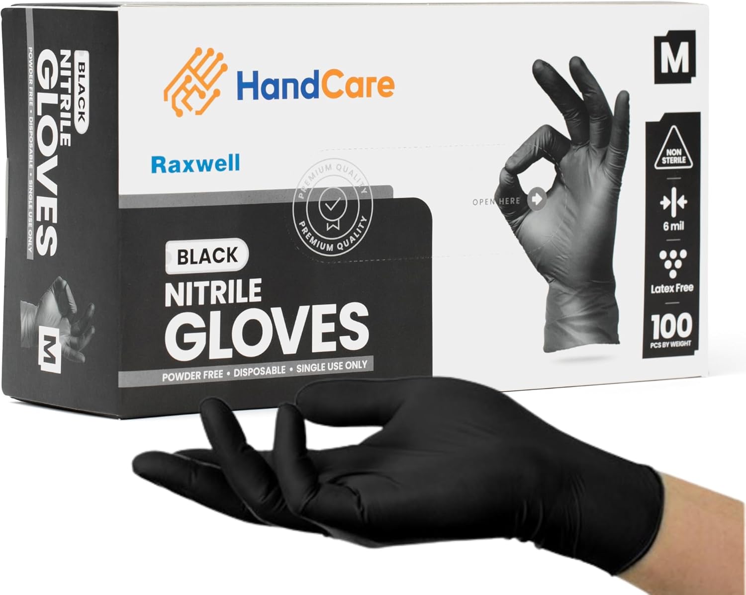 Guantes de nitrilo negro resistente, guantes de nitrilo de 6 mil, guantes de tatuaje negros, limpieza, cocina, mecánico, guantes médicos