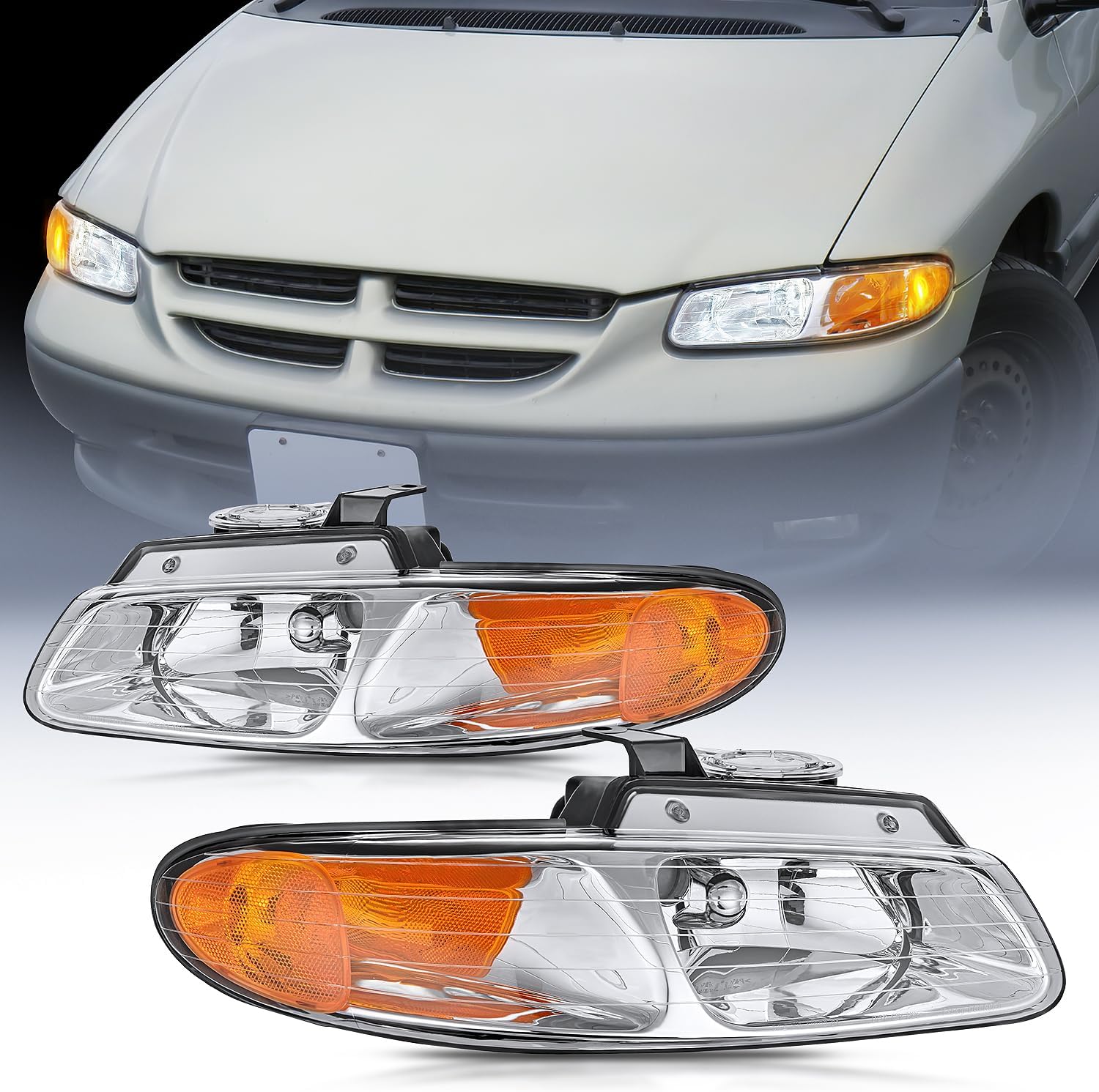 Nilight Conjunto de faros delanteros para Chrysler Town & Country Dodge Grand Caravan Plymouth Grand Voyager 1996 1997 1998 1999 Chrysler Town &