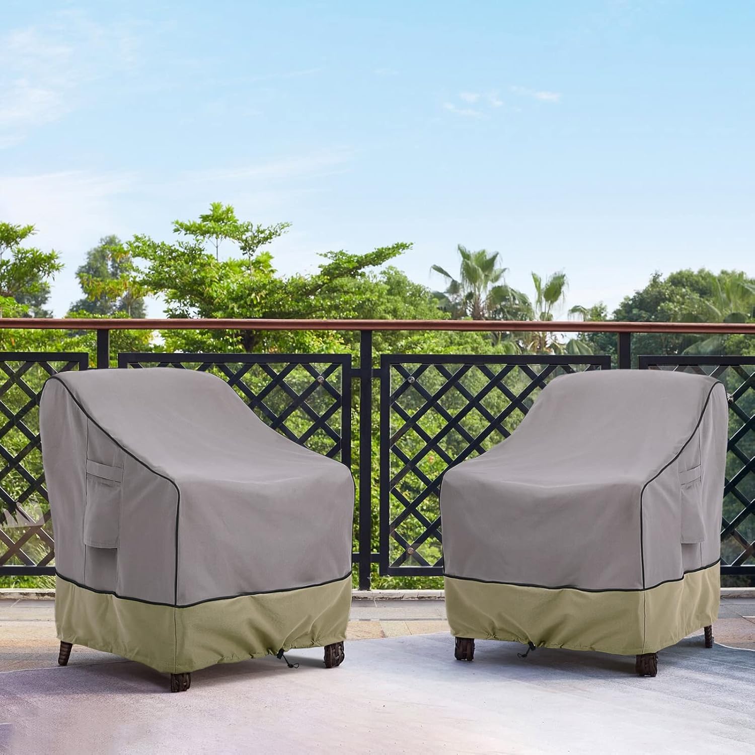 BRIVIC Fundas impermeables para muebles de patio, fundas para sillas de césped al aire libre, se adaptan a hasta 29 pulgadas de ancho x 30 pulgadas