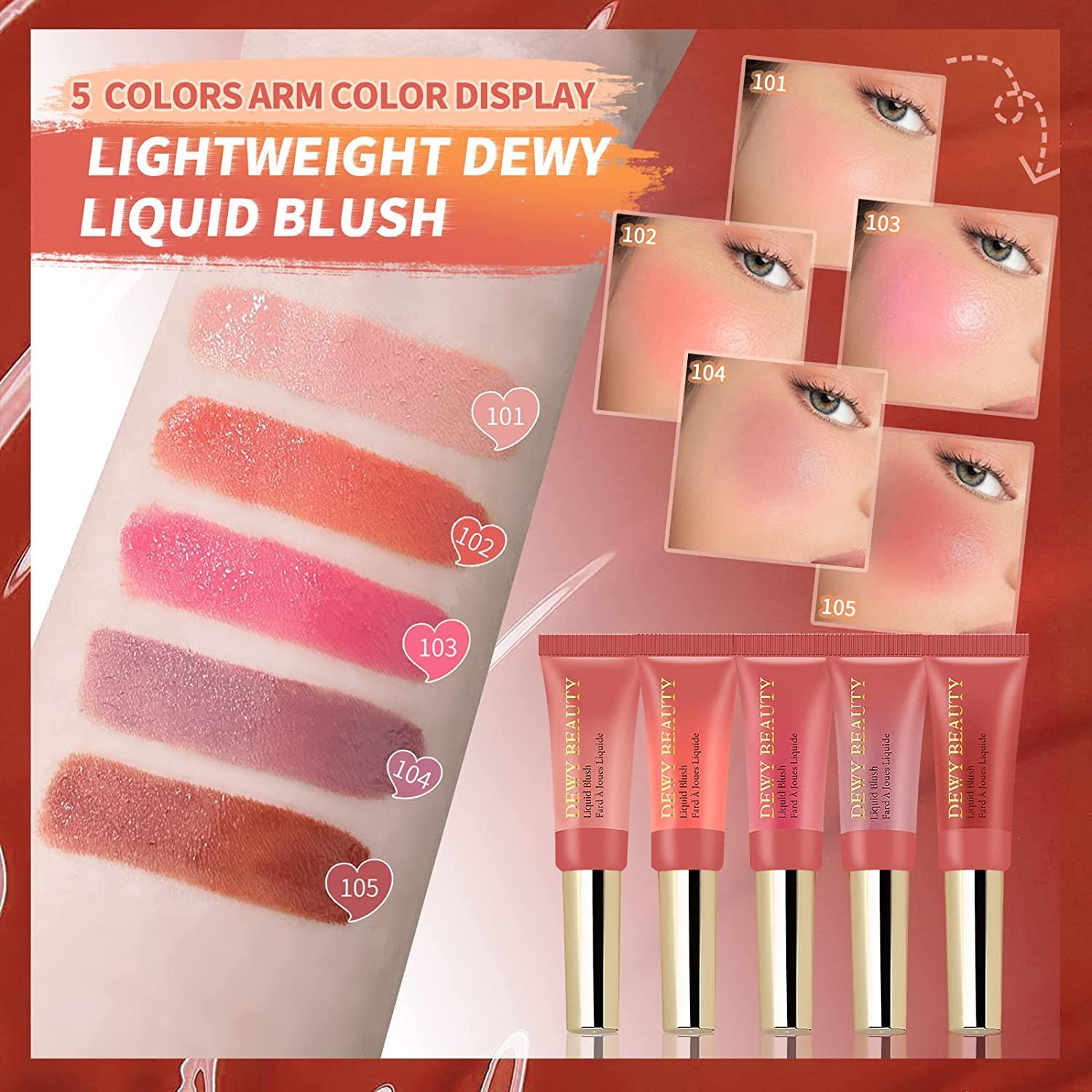 Lápiz de maquillaje líquido para rubor, barra de belleza con cojín de aire, rubor líquido con aplicador de cojín de aire, tanto para labios como en