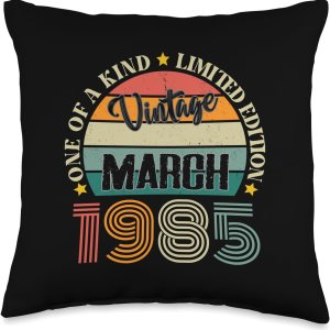 39 Year Old Vintage March 1985 39th Birthday Retro Throw Pillow, 16×16, Multicolor 39 Year Old Vintage March 1985 39th Birthday Retro Throw Pillow, 16×16, Multicolor