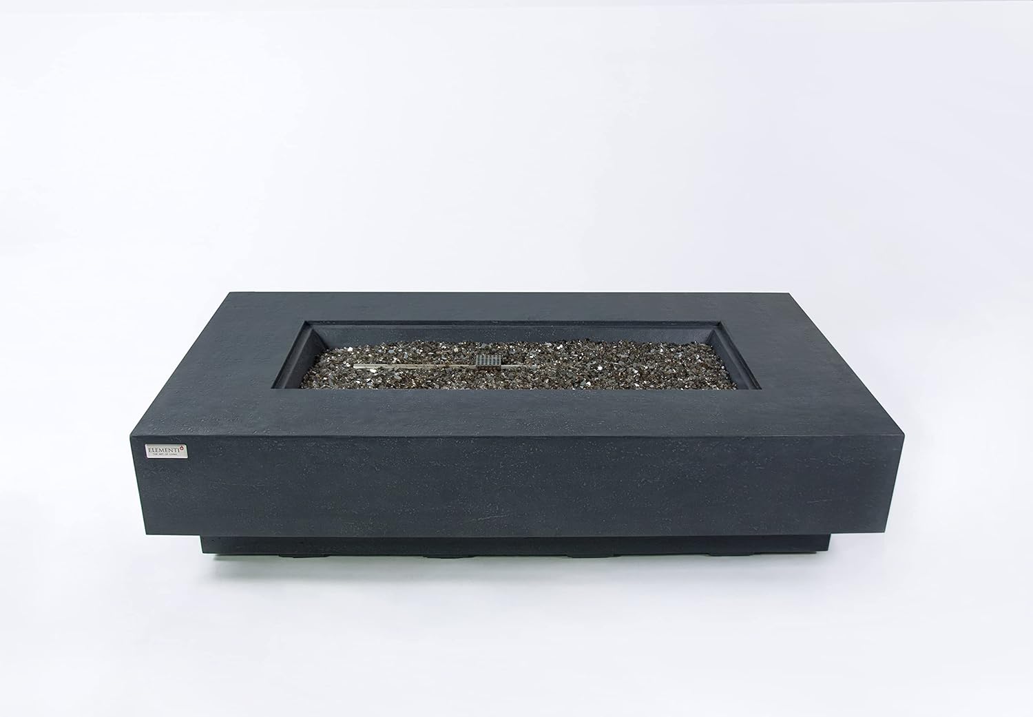 AMS Chimenea Elementi  Mesa de hormigón de gas natural para patio exterior  Cubierta de lona, roca de lava, tapa de quemador de aluminio y válvula