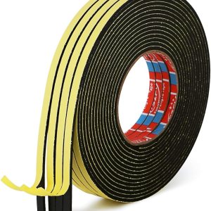 Cinta autoadhesiva de espuma de 14 de pulgada de ancho x 18 de pulgada de grosor para aislamiento acústico, absorción de golpes, burletes de Cinta autoadhesiva de espuma de 14 de pulgada de ancho x 18 de pulgada de grosor para aislamiento acústico, absorción de golpes, burletes de