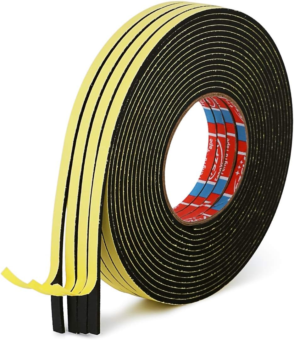 Cinta autoadhesiva de espuma de 14 de pulgada de ancho x 18 de pulgada de grosor para aislamiento acústico, absorción de golpes, burletes de