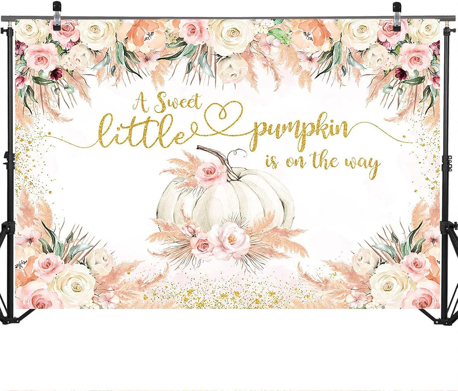Mocsicka Telón de fondo de calabaza para baby shower, otoño, bohemio, hierba de pampa, calabaza, otoño, baby shower, decoración de fiesta, fondo de
